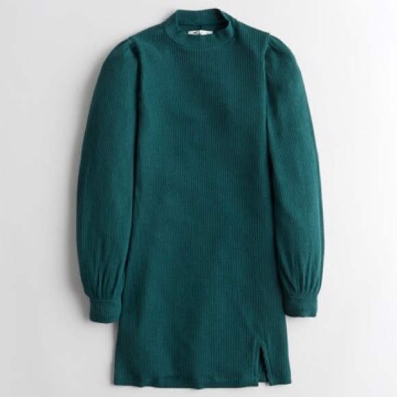 NWT Hollister Cozy Mockneck Mini Dress, Dark Green - Picture 1 of 9